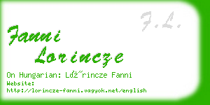 fanni lorincze business card
